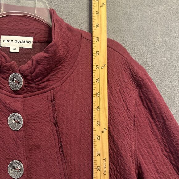 Neon Buddha Button Up Shirt Jacket Artisan Size XL Artsy Lagenlook Craftcore - Picture 7 of 8